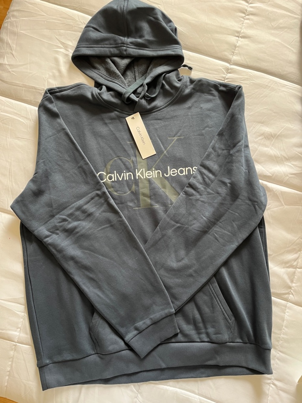 Calvin Klein Slate Blue Logo Pullover Hoodie